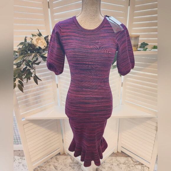 MILLY NEW MARLED PURPLE CASUAL SWEATER DRESS SIZE P - Picture 2 of 8